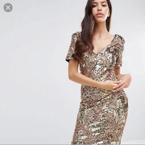 Gold sequin dress - midi length
